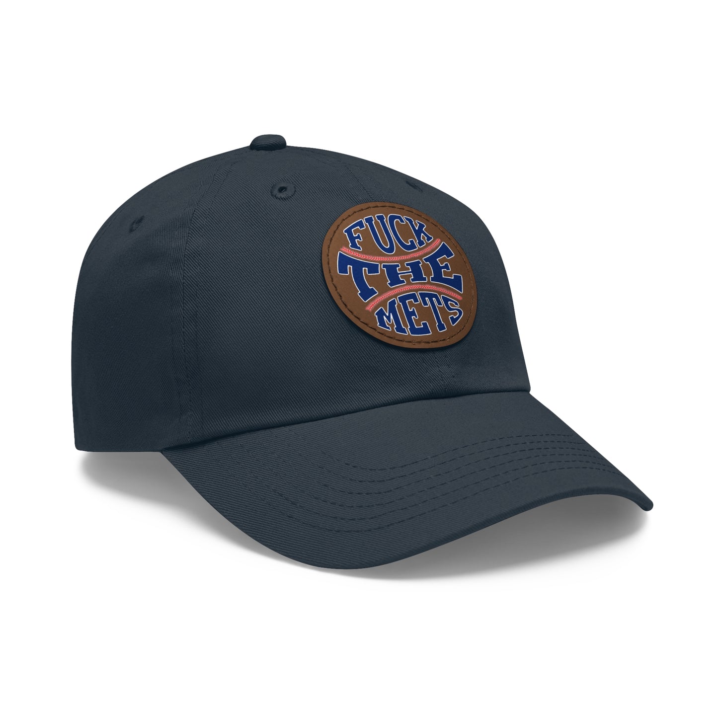 Dad Hat with Leather Patch - 'F*CK THE METS'
