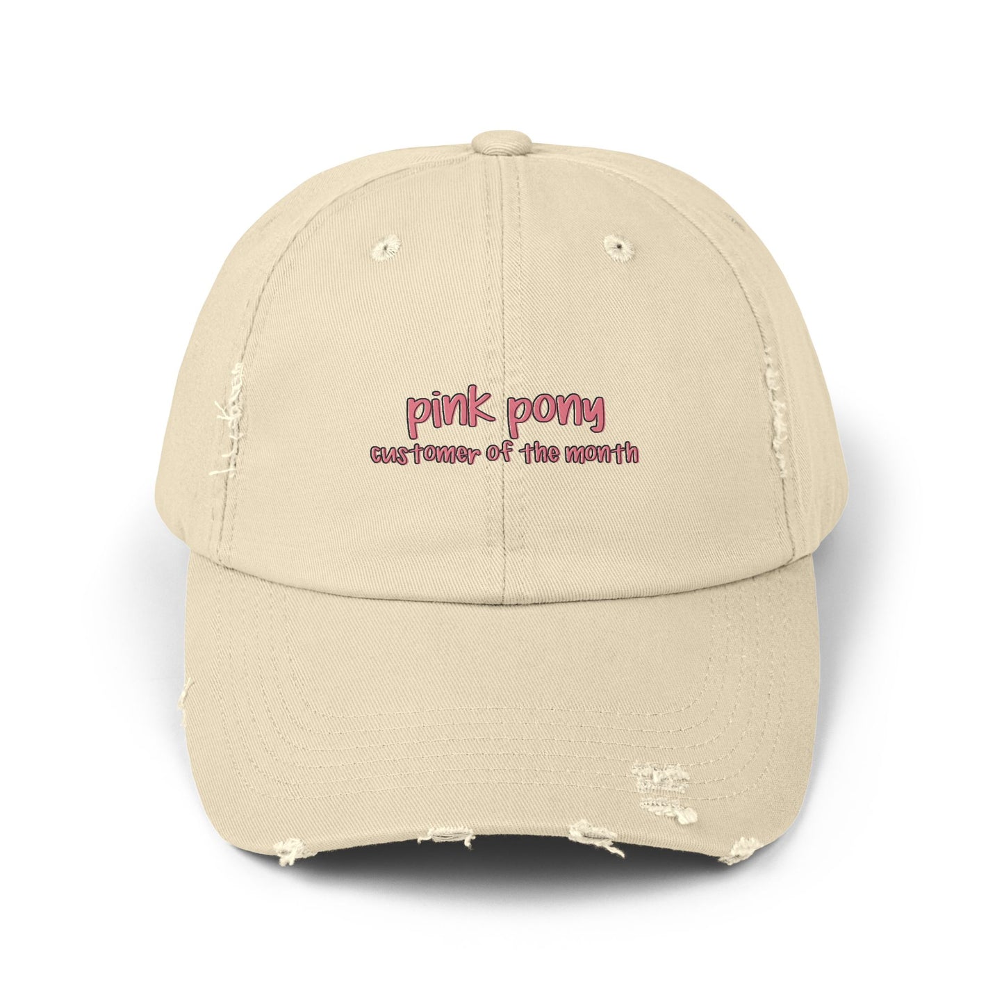 Unisex Distressed Cap - 'Pink Pony Customer of the Month'