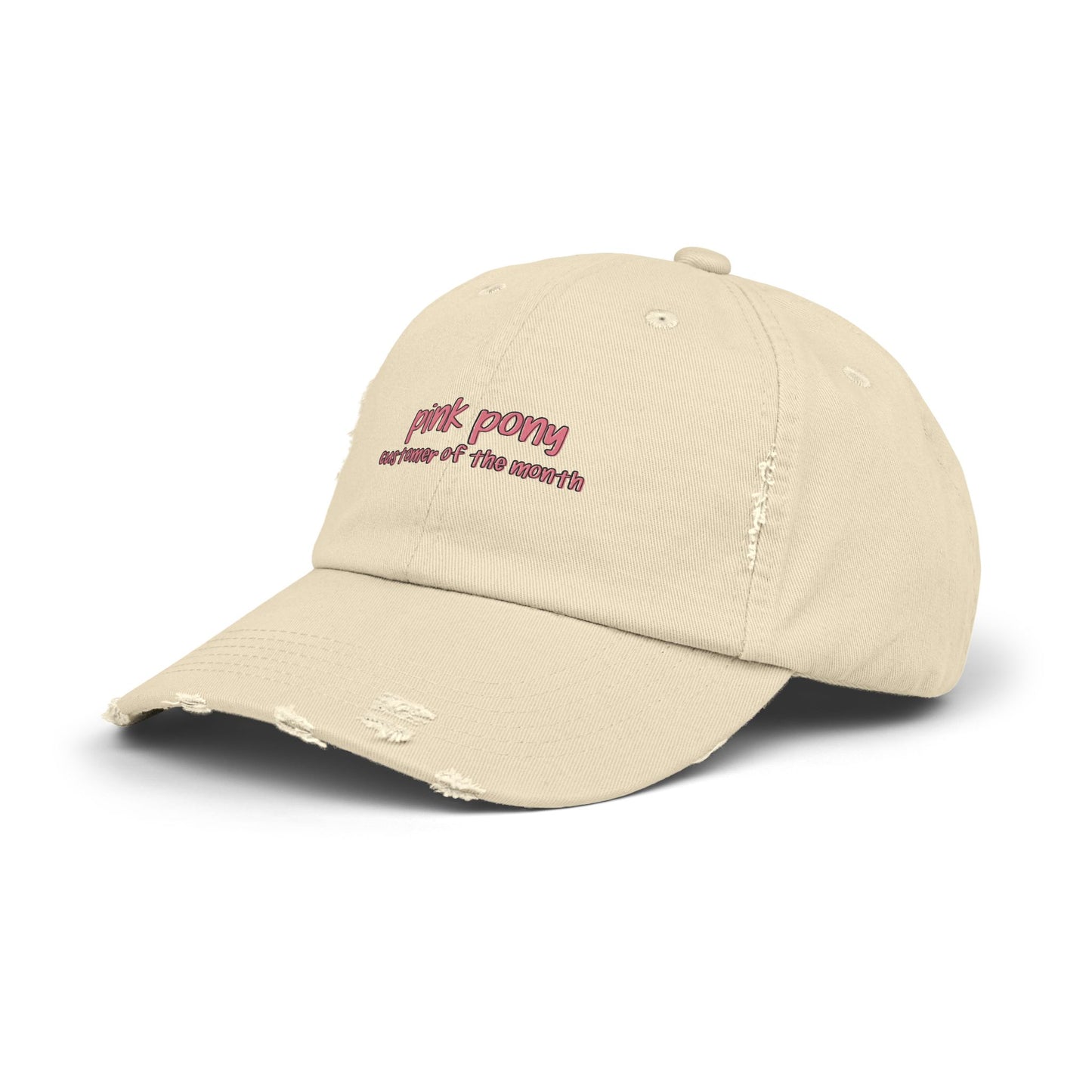 Unisex Distressed Cap - 'Pink Pony Customer of the Month'