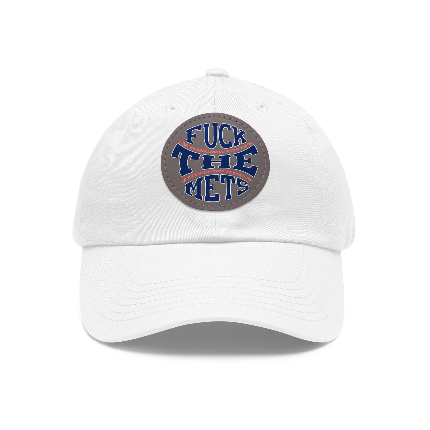 Dad Hat with Leather Patch - 'F*CK THE METS'