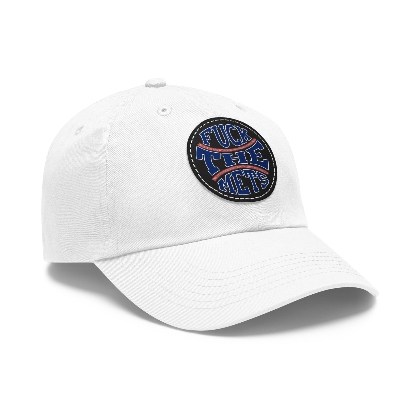 Dad Hat with Leather Patch - 'F*CK THE METS'