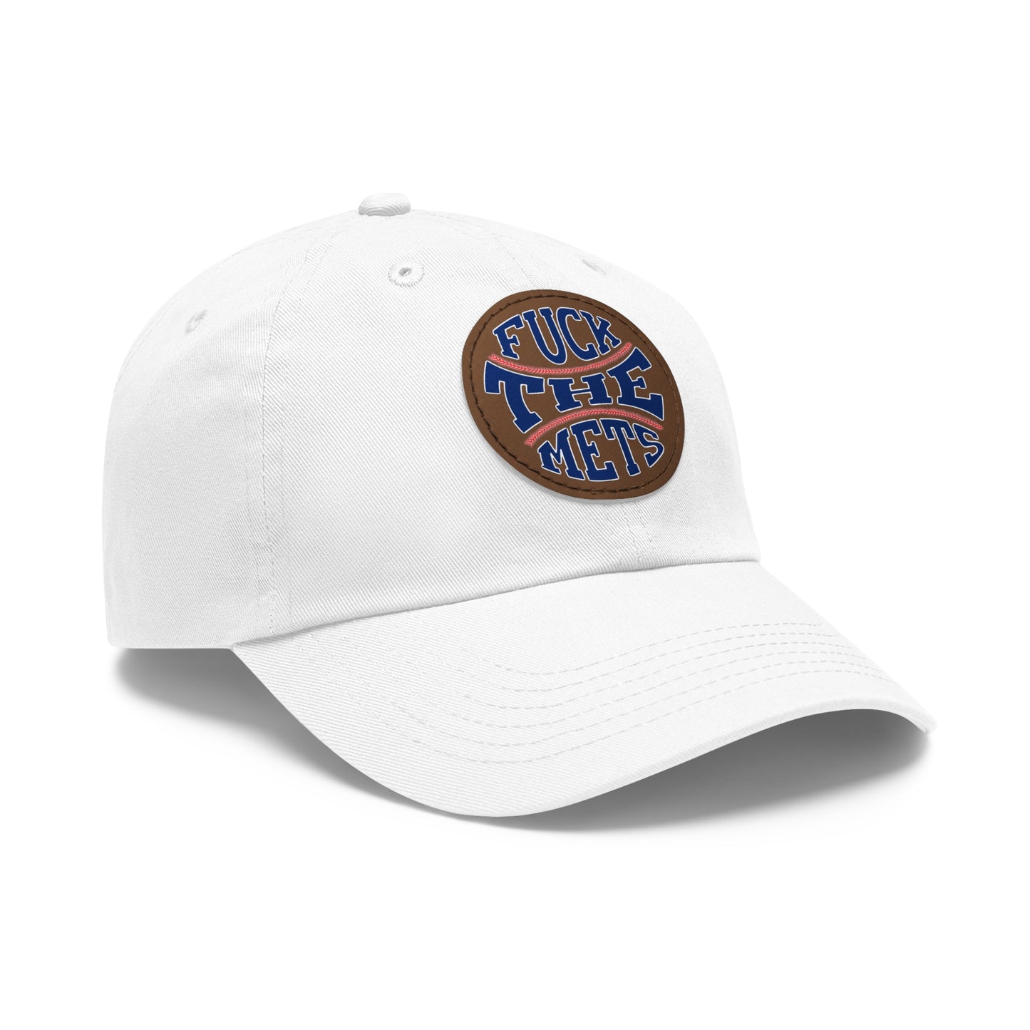 Dad Hat with Leather Patch - 'F*CK THE METS'