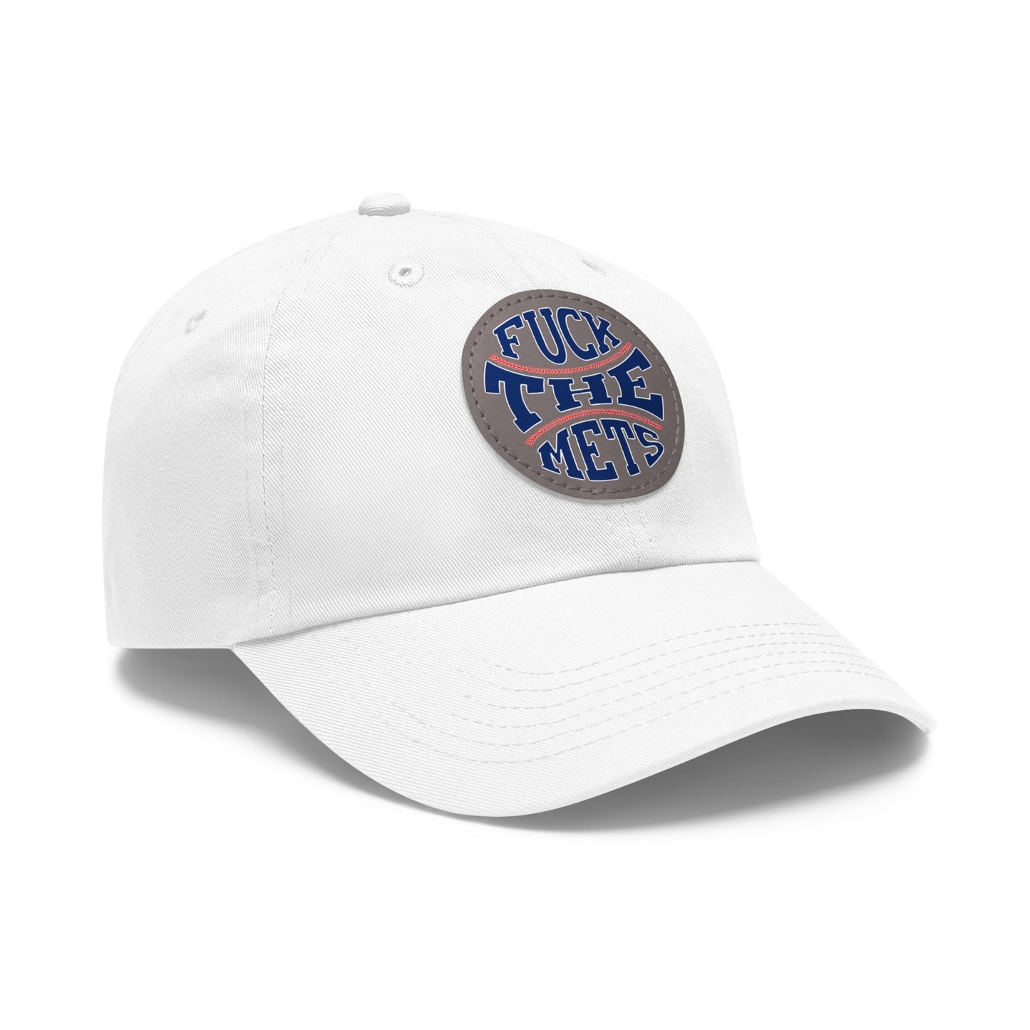 Dad Hat with Leather Patch - 'F*CK THE METS'