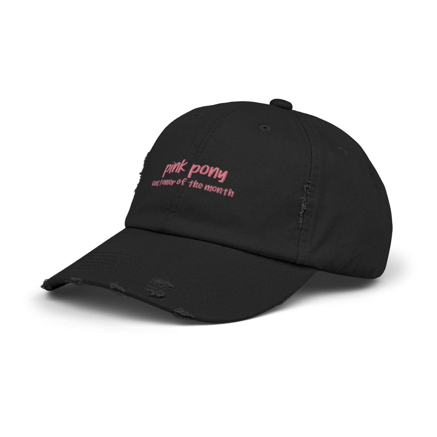 Unisex Distressed Cap - 'Pink Pony Customer of the Month'