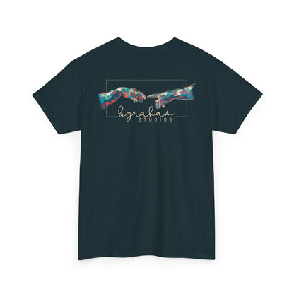 Artistic Unisex Heavy Cotton Tee - Colorful Hands Design